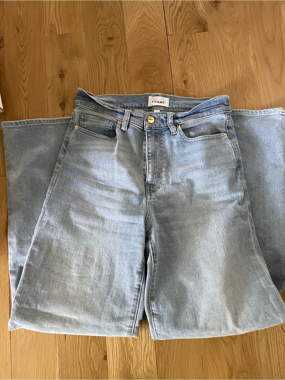 Frame Denim Light Bluey High-Rise Wide Leg Jeans